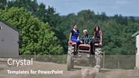  Presentation with farmland - Audience pleasing presentation theme consisting of farmer-with-apprentice-riding-tractor backdrop and a gray colored foreground