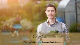  Presentation with cucumbers - Slide set with farmer with box of cucumbers background and a coral colored foreground