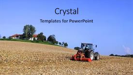  Presentation with farm management - PPT theme consisting of farmer with his tractor background and a gray colored foreground