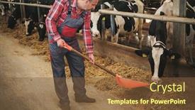  Presentation with dairy farm - Presentation design with plant breeding - farmer with showel background and a tawny brown colored foreground
