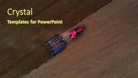  Presentation with tractor - PPT theme with farmer-with-tractor-tilling background and a wine colored foreground