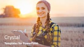  Presentation with wheat - Presentation featuring farmer-woman-and-combine-harvester background and a coral colored foreground