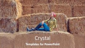  Presentation with straw bale - Slides enhanced with farmer-woman-having-break-sitting background and a coral colored foreground