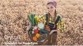  Presentation with healthy - PPT layouts featuring farmer-woman-offering-healthy-vegetables background and a tawny brown colored foreground