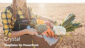  Presentation with healthy - Beautiful slides featuring farmer-woman-offering-healthy-vegetables backdrop and a violet colored foreground