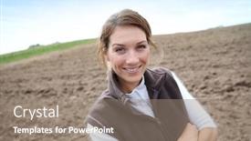  Presentation with farming - Slide deck having woman standing on farming land background and a gray colored foreground