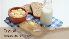  Presentation with milk dairy agriculture industry farming - Amazing theme having farmer's butter and milk closeup backdrop and a  colored foreground