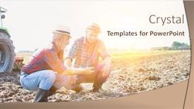  Presentation with flare - Amazing presentation theme having farmers examining soil in field with yellow lens flare in background backdrop and a cream colored foreground
