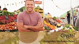  Presentation with food market - Colorful presentation enhanced with farmers fresh food market backdrop and a gold colored foreground