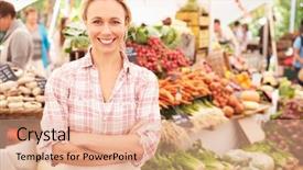  Presentation with market food - Presentation consisting of farmers fresh food market background and a coral colored foreground