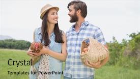  Presentation with chicken little chicks - Colorful slides enhanced with farmers holding chicken and egg backdrop and a yellow colored foreground