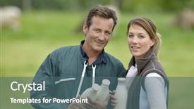  Presentation with milk dairy agriculture industry farming - Slide deck featuring farmers in field holding milk background and a ocean colored foreground