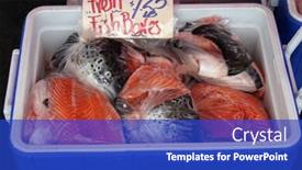  Presentation with salmon fish - Amazing presentation design having farmers market series salmon fish heads and bones backdrop and a royal blue colored foreground