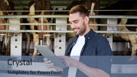  Presentation with agriculture technology - Audience pleasing theme consisting of farmers network - agriculture industry farming people technology backdrop and a ocean colored foreground