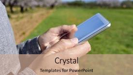  Presentation with computer network - Presentation theme enhanced with farmers network - closeup of a young caucasian background and a coral colored foreground