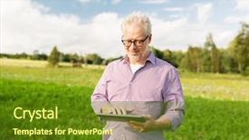  Presentation with agriculture technology - PPT layouts consisting of farmers network - farming agriculture technology old age background and a tawny brown colored foreground