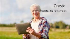  Presentation with agriculture technology - Slide set with farmers network - farming agriculture technology old age background and a  colored foreground