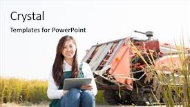  Presentation with golden woman - Cool new presentation theme with farmers network - young chinese woman agonomist backdrop and a cool aqua colored foreground