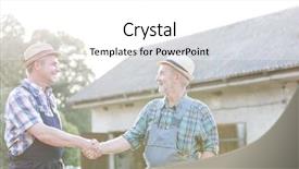  Presentation with farm management - Presentation theme having farmers shaking hands while standing background and a white colored foreground
