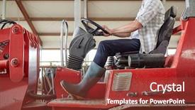  Presentation with agriculture - Beautiful PPT layouts featuring man or farmer driving tractor backdrop and a tawny brown colored foreground