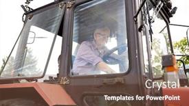  Presentation with farming - Amazing slides having farming agriculture and people concept - senior man driving tractor at farm backdrop and a tawny brown colored foreground