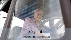  Presentation with agriculture - Amazing PPT theme having farming agriculture and people concept - senior man driving tractor at farm backdrop and a light gray colored foreground