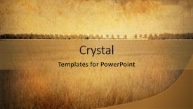  Presentation with brown old fashioned landscape - Amazing PPT theme having farming backgrounds - old-fashioned artistic landscape backdrop and a yellow colored foreground