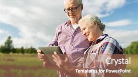  Presentation with computer agriculture - Theme enhanced with farming gardening agriculture and people background and a coral colored foreground
