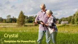  Presentation with computer agriculture - Presentation theme having farming gardening agriculture and people background and a  colored foreground