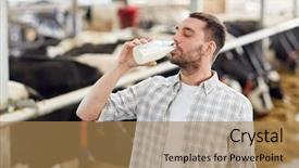  Presentation with milk dairy agriculture industry farming - Slide deck with farming people and animal husbandry background and a coral colored foreground