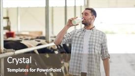  Presentation with milk dairy agriculture industry farming - Amazing slide set having husbandary - agriculture industry farming people backdrop and a tawny brown colored foreground