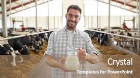  Presentation with milk dairy agriculture industry farming - Cool new presentation with farming people and animal husbandry backdrop and a coral colored foreground