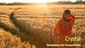 Presentation with crops - Cool new slide deck with farming warming - african woman in traditional clothes backdrop and a tawny brown colored foreground