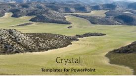  Presentation with farmland - PPT layouts having farmland-between-arid-hills background and a yellow colored foreground