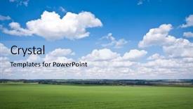  Presentation with farmland - Presentation design having farmland landscape in the springtime background and a light blue colored foreground