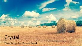  Presentation with farmland - PPT theme enhanced with farmland with blue cloud background and a coral colored foreground