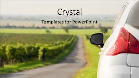  Presentation with earth science green and white - Audience pleasing slides consisting of farmning - side view of white car backdrop and a  colored foreground