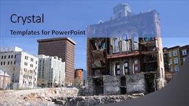  Presentation with city church - Slides with fasade of the church ruin background and a light blue colored foreground