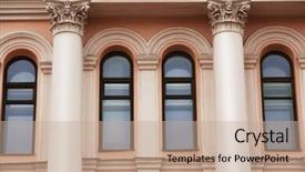  Presentation with windows server - Presentation theme featuring fascia - arched windows with decorated wall background and a  colored foreground