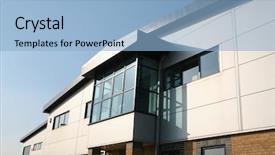  Presentation with trading - PPT layouts featuring fascia - modern industrial trading building background and a light blue colored foreground