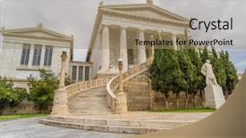  Presentation with academy award nominations - Slides consisting of fascia - national academy of athens greece background and a coral colored foreground