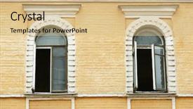  Presentation with windows - Presentation with fascia - old building with vintage arched background and a lemonade colored foreground