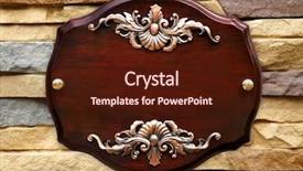  Presentation with signboard - Beautiful presentation featuring fascia - wood signboard on stone wall backdrop and a wine colored foreground