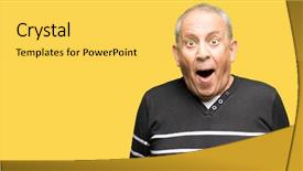  Presentation with face expression recognition - Presentation having fascinating - handsome senior man wearing winter background and a yellow colored foreground