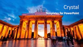  Presentation with illuminated - Presentation theme with fascinating-brandenburg-gate-illuminated background and a teal colored foreground
