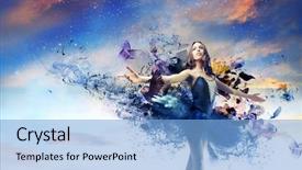  Presentation with ballerina - Amazing theme having fashion - ballerina with a blue painted backdrop and a light blue colored foreground