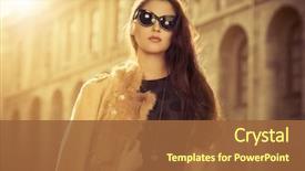  Presentation with city street - Slide set consisting of fashion - beautiful fashionable woman standing background and a tawny brown colored foreground
