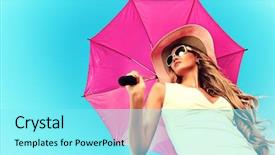  Presentation with umbrella - Cool new theme with fashion - beautiful young woman in elegant backdrop and a arctic colored foreground