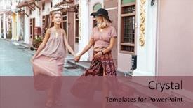  Presentation with family fashion - Audience pleasing presentation design consisting of fashion - boho mom with daughter backdrop and a violet colored foreground