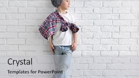  Presentation with brick - Audience pleasing slide set consisting of fashion - cute stylish boy near light backdrop and a light gray colored foreground